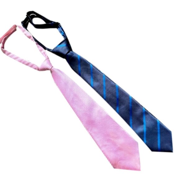 The Children's Place Other - Lot of 2 for $20 Boys Pre-tied Neck Ties 13” Pink and Navy Blue
